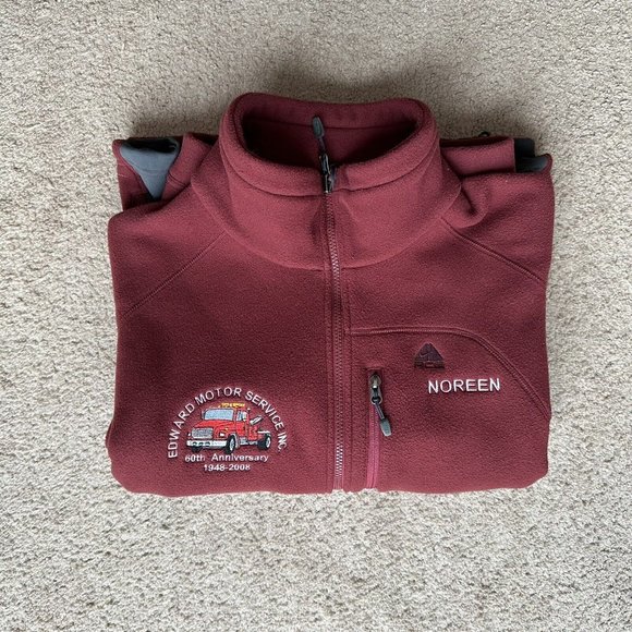 Nike ACG Sweater Womens Large Embordered Noreen Full Zip Mock Neck Fleece Maroon - Picture 14 of 14